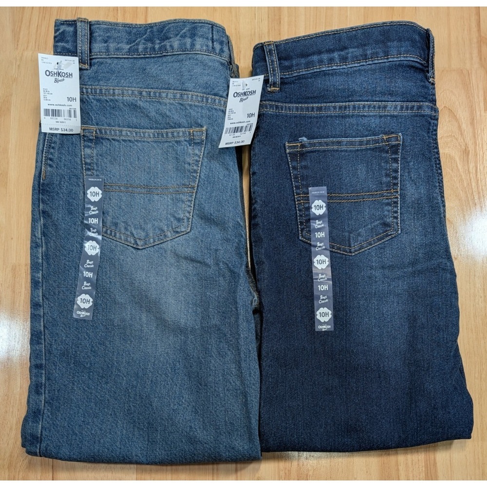OshKosh B'gosh Boys Jeans Lot 2 Pair Size 10H Blue Classic NWT